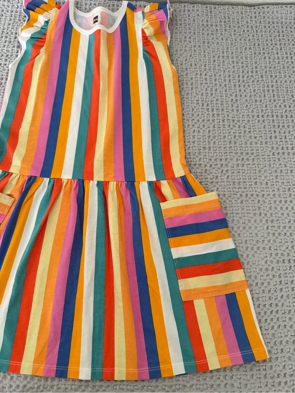 Tea Collection Pastel Rainbow Striped Dress girls size 7